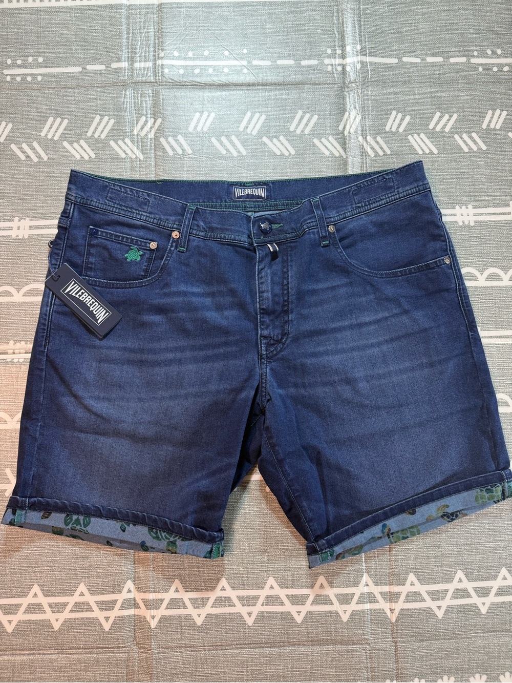 Vilebrequin Garonne Denim Shorts Green Accents B9014